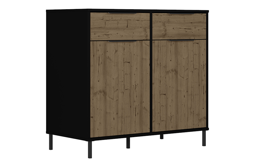 Madrid 2 Door Sideboard Black/Acacia Effect