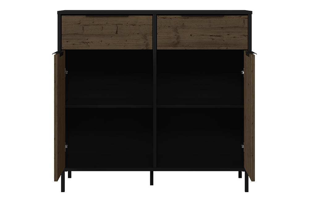 Madrid 2 Door Sideboard Black/Acacia Effect