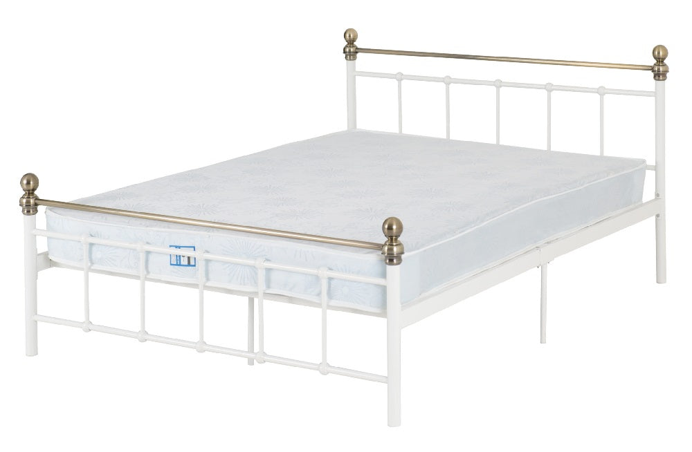 Marlborough 4FT 6" Bed White/Antique Brass