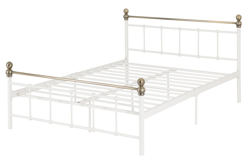 Marlborough 4FT 6" Bed White/Antique Brass