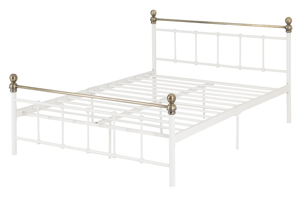 Marlborough 4FT 6" Bed White/Antique Brass