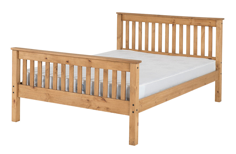Monaco 4FT 6" Bed High Foot End Distressed Waxed Pine