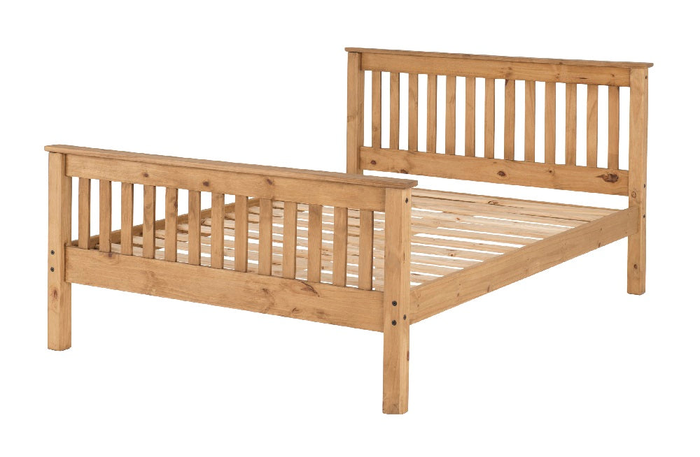 Monaco 5FT Bed High Foot End Distressed Waxed Pine