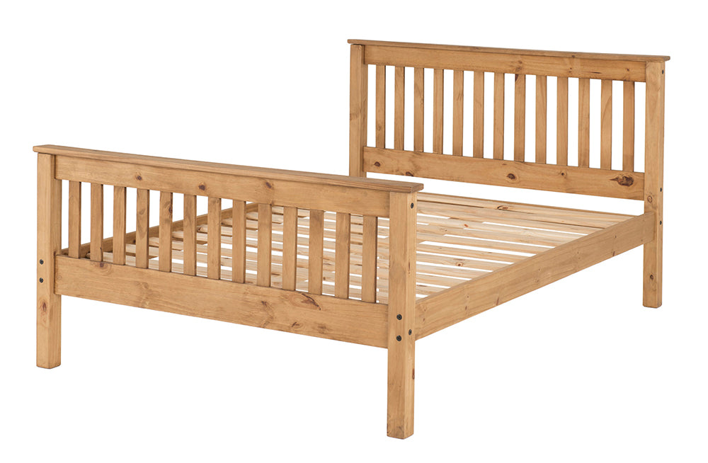 Monaco 4FT 6" Bed High Foot End Distressed Waxed Pine