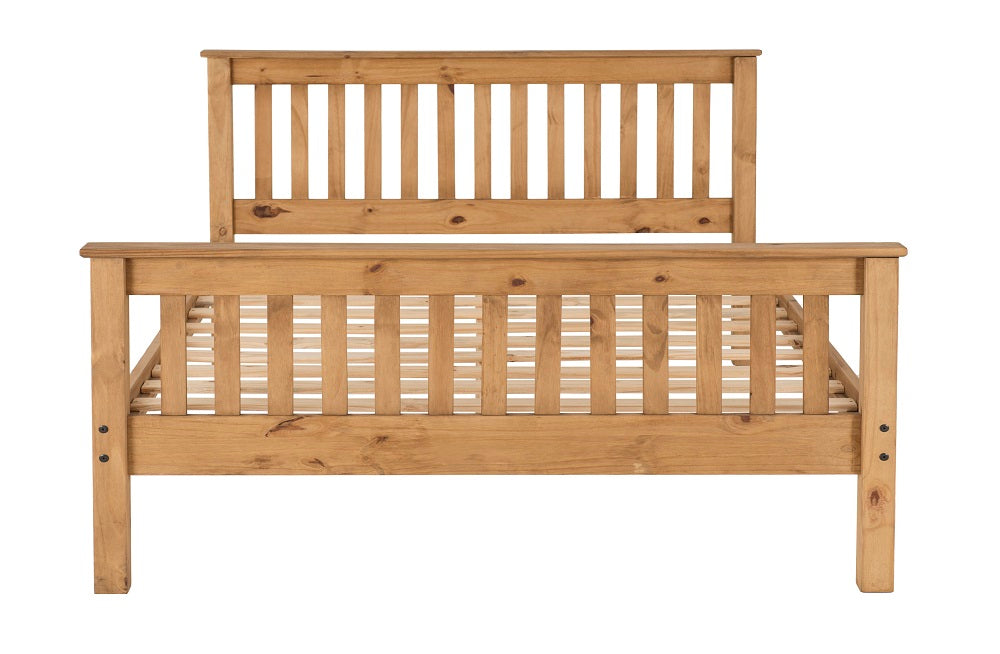 Monaco 5FT Bed High Foot End Distressed Waxed Pine