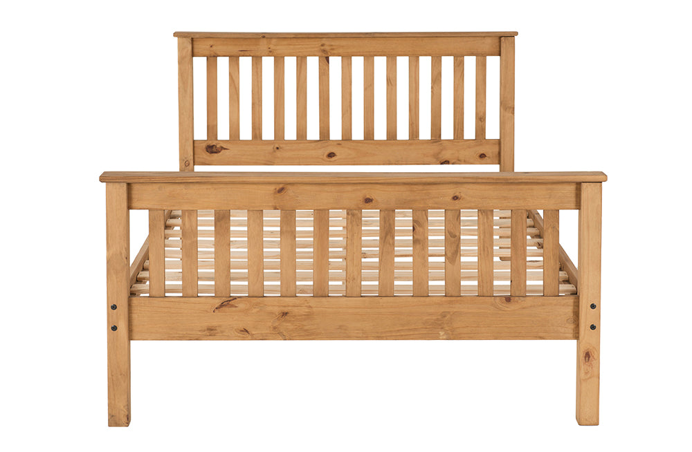 Monaco 4FT 6" Bed High Foot End Distressed Waxed Pine