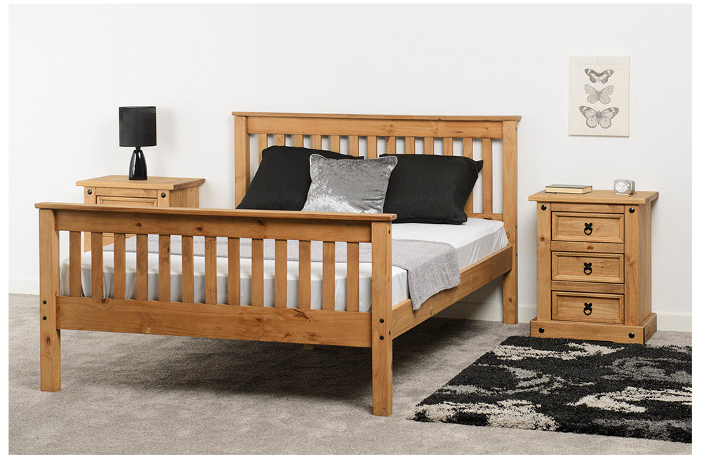 Monaco 4FT 6" Bed High Foot End Distressed Waxed Pine