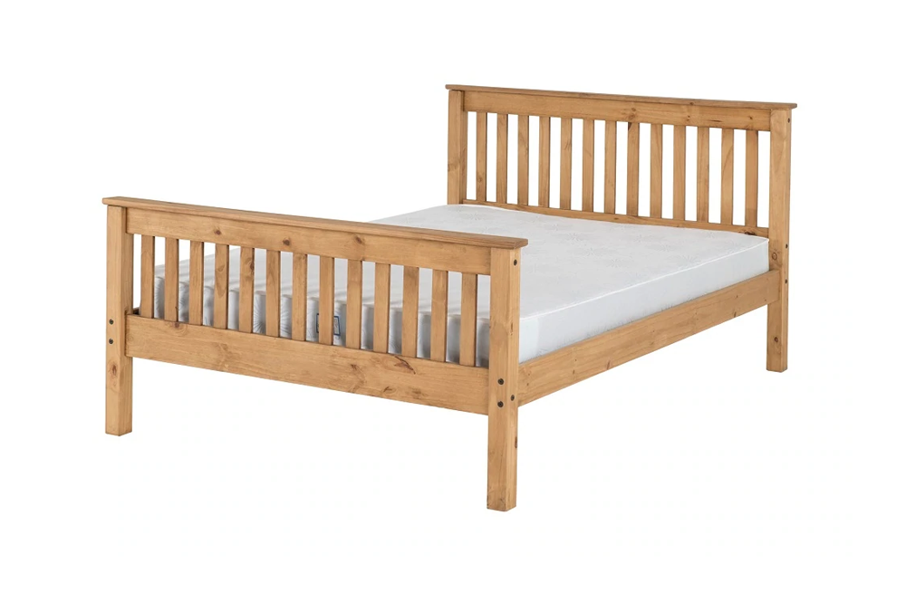 Monaco 5FT Bed High Foot End Distressed Waxed Pine
