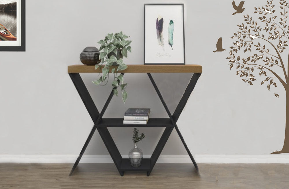 Naples Console Table Black/Pine Effect