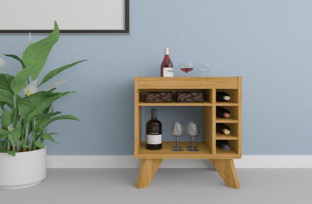 Naples Mini Bar/Side Table Oak Effect