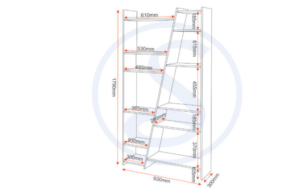 Naples Tall Bookcase Black/Pine Effect