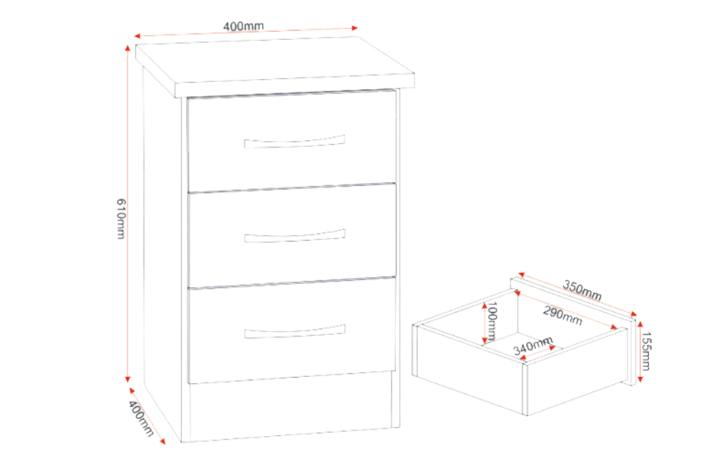 Nevada 3 Door 2 Drawer Mirrored Wardrobe Bedroom Set Sonoma Oak Effect