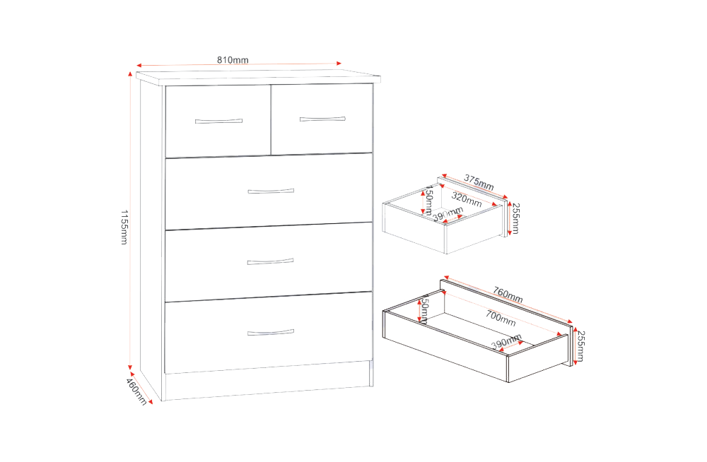 Nevada 3 Door 2 Drawer Mirrored Wardrobe Bedroom Set Sonoma Oak Effect