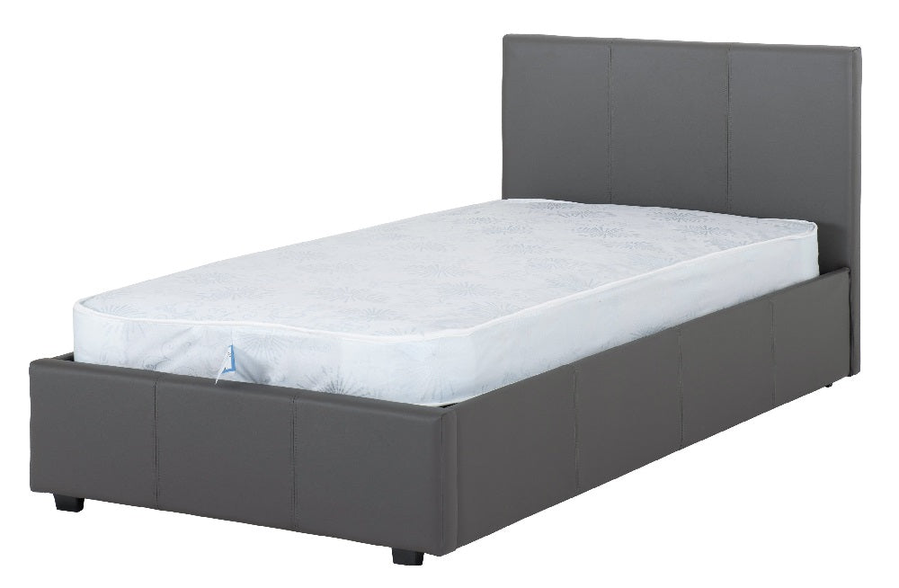 Prado Plus 3FT Storage Bed Grey Faux Leather