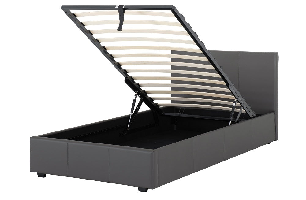 Prado Plus 3FT Storage Bed Grey Faux Leather