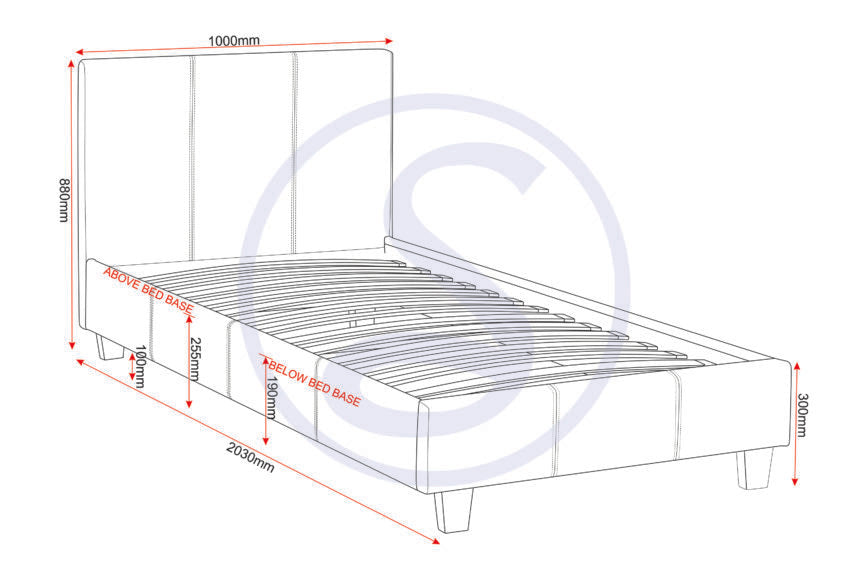 Prado 3FT Bed Grey Faux Leather - furnishopuk