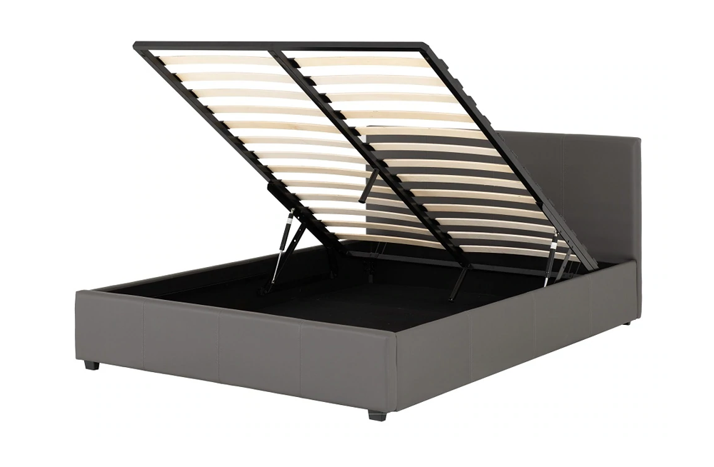 Prado Plus 4FT 6 Storage Bed Grey Faux Leather