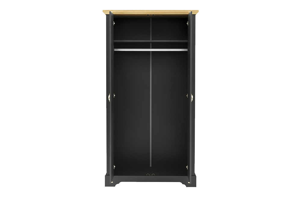 Toledo 2 Door Wardrobe Grey/Oak Effect