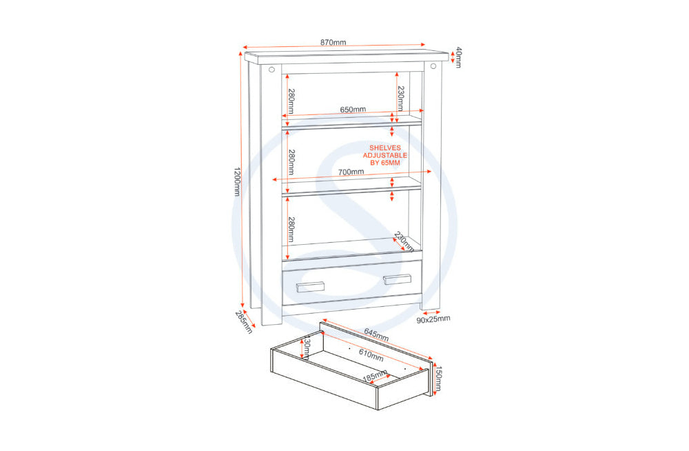 Tortilla 1 Drawer Bookcase