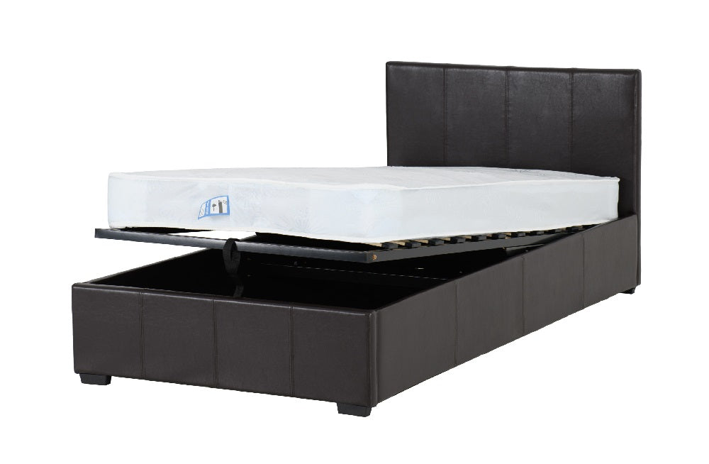 Waverley 3FT Storage Bed Brown Faux Leather