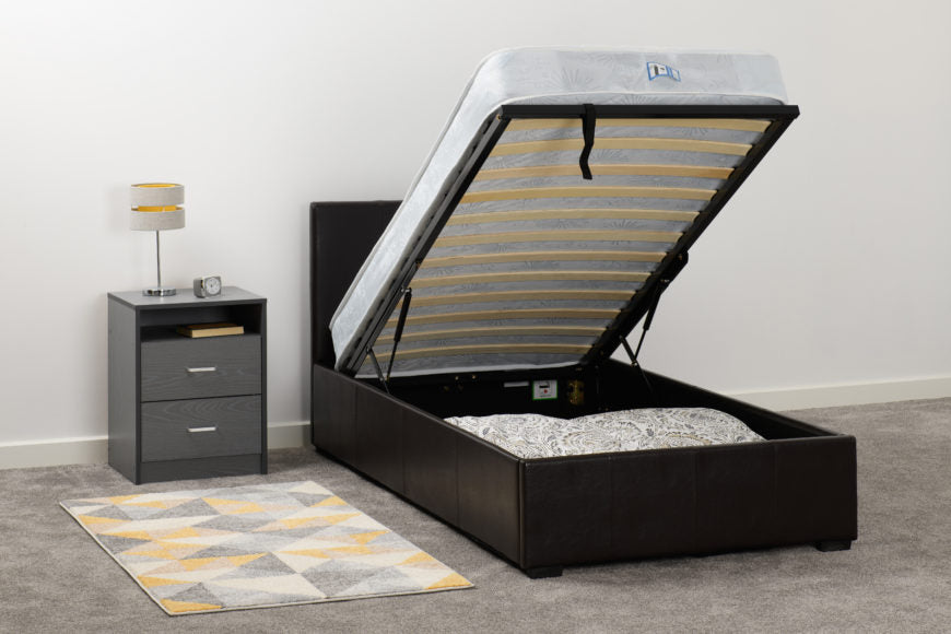 Waverley 3FT Storage Bed Brown Faux Leather