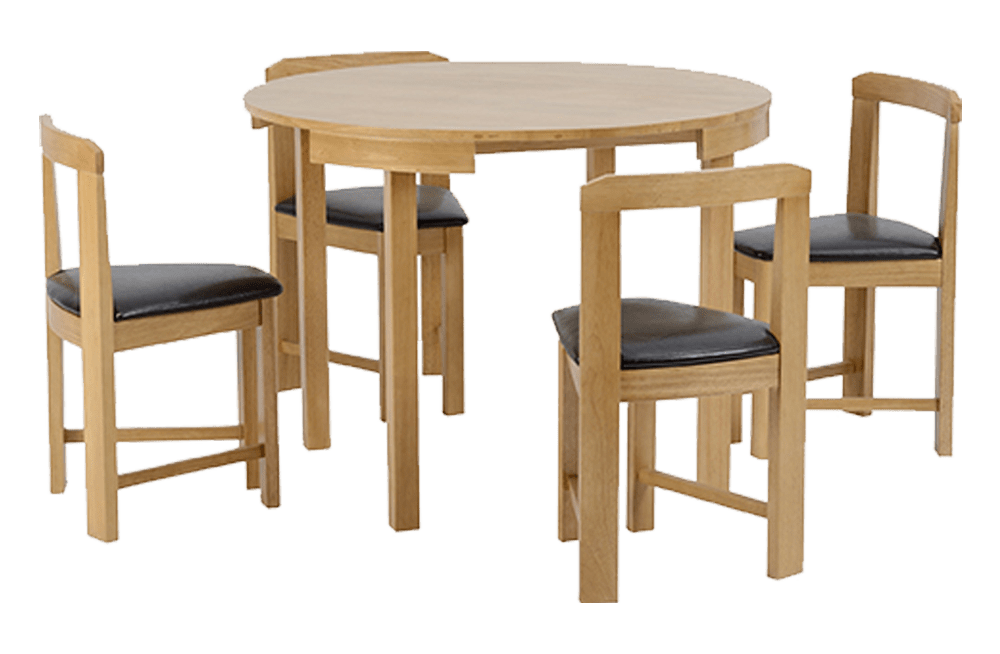 Windsor Stowaway Dining Set – Oak Varnish/Brown Faux Leather