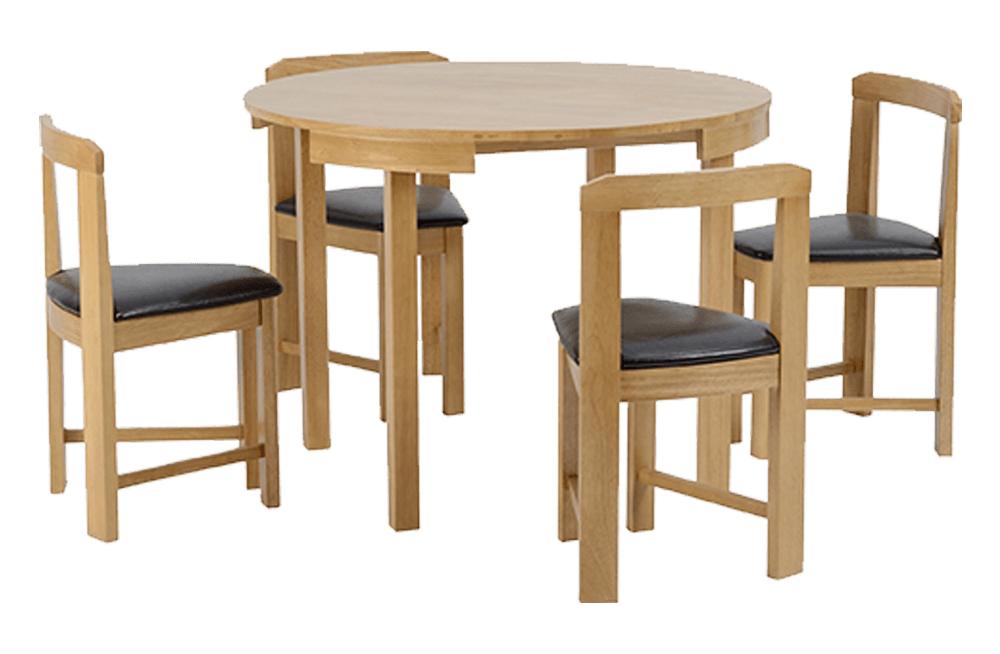 Windsor Stowaway Dining Set – Oak Varnish/Brown Faux Leather - furnishopuk