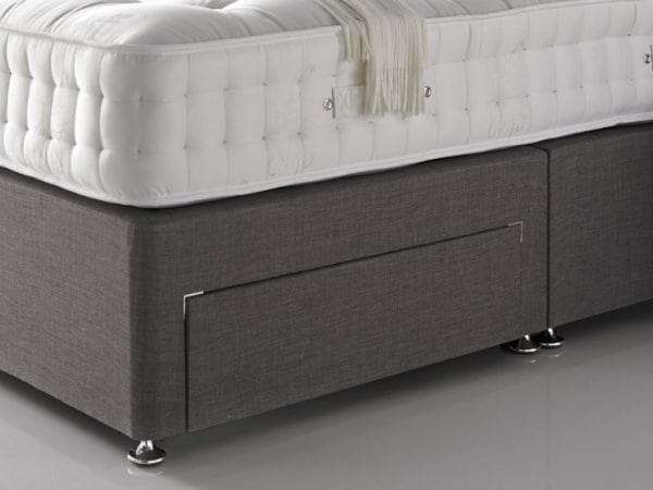 Grey Linen Divan Bed Base or Set Headboard & Mattress Free Uk Delivery