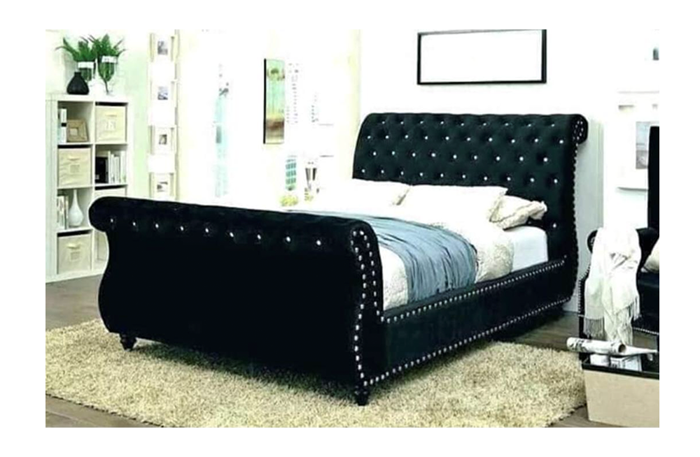Swan Chesterfield Bed button side panel Available In All Colours & Sizes - furnishopuk