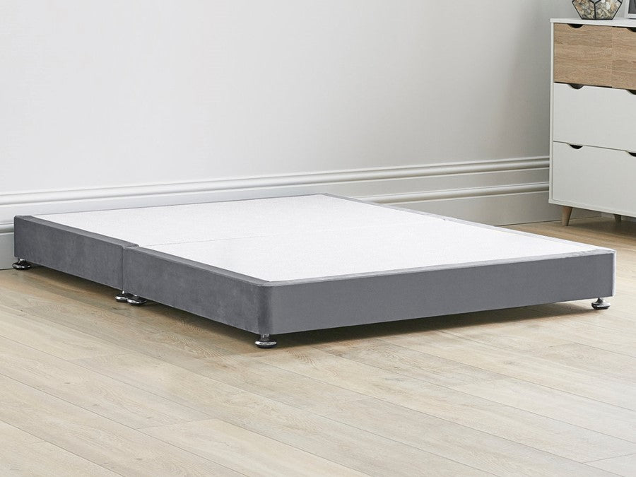 Low Divan Grey Contract Bed Base With Chrome Glides