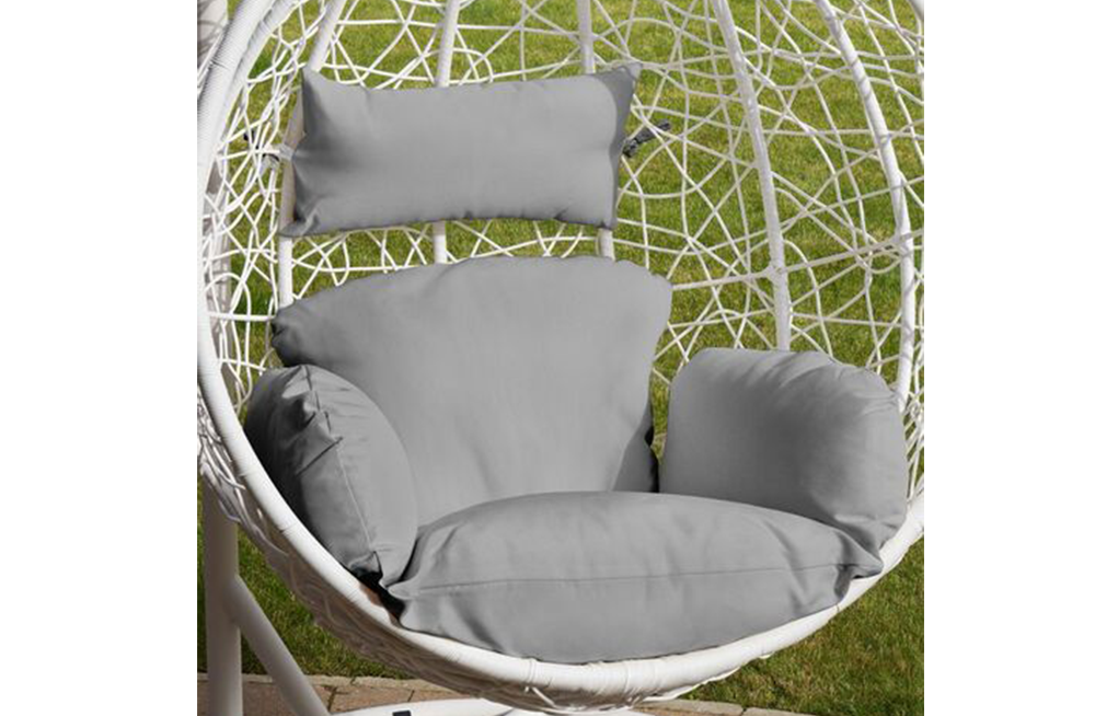 TOUGH MASTER Hanging Egg Swing Chair with Cushion Large White Frame Grey Cushion