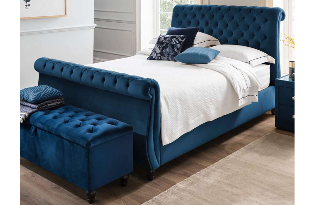 Hestia Chesterfield Sleigh Bed - furnishopuk