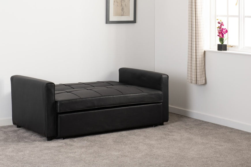 Astoria Sofa Bed Black Faux Leather