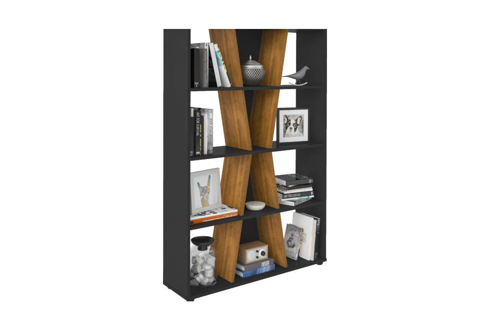 Naples Medium Bookcase Black/Pine Effect