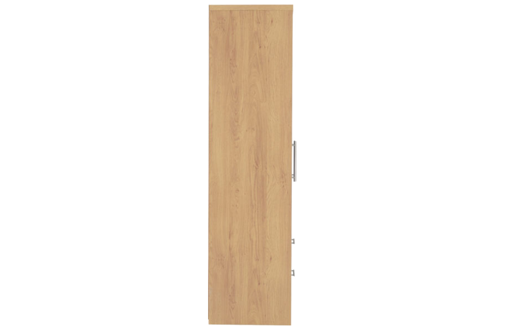 Seville 3 Door 2 Drawer Wardrobe - Black High Gloss/Light Oak Effect Veneer - furnishopuk
