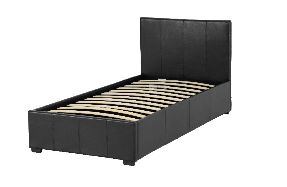 Waverley 3FT Storage Bed Black Faux Leather