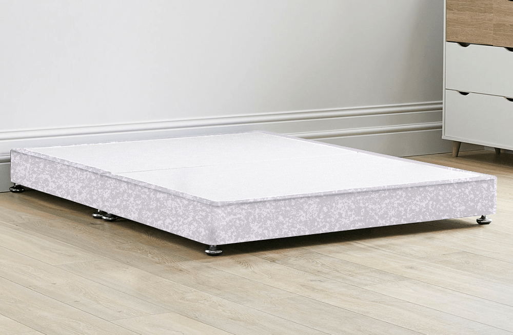 White Crushed Velvet Low Divan Bed 5" with Feet Included
